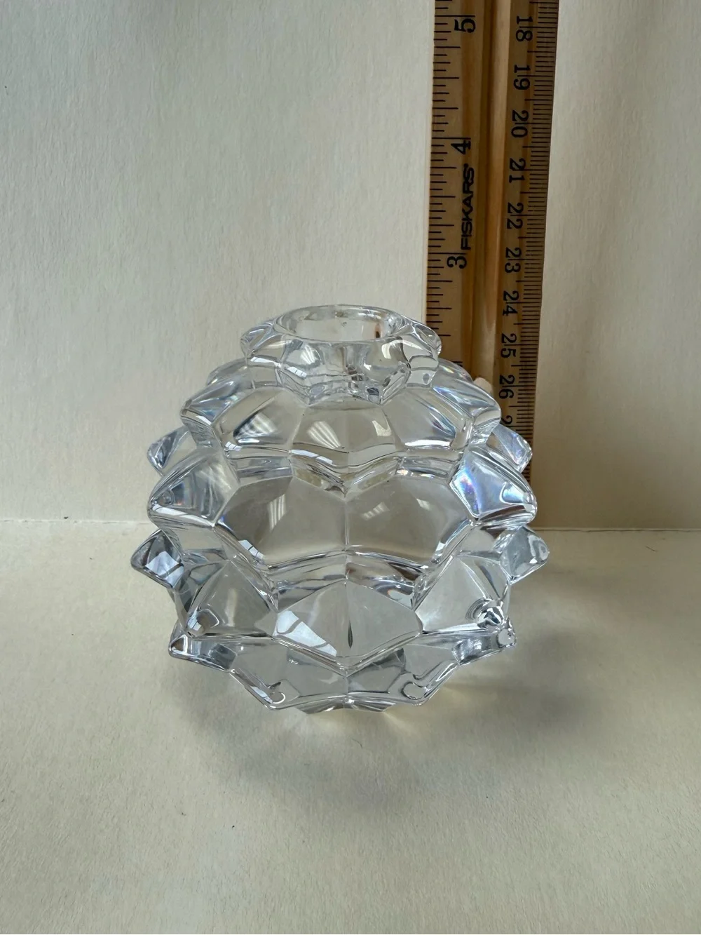 Tiffany & Co. Clear Crystal Glass Pinecone Candlestick Holder Paperweight.